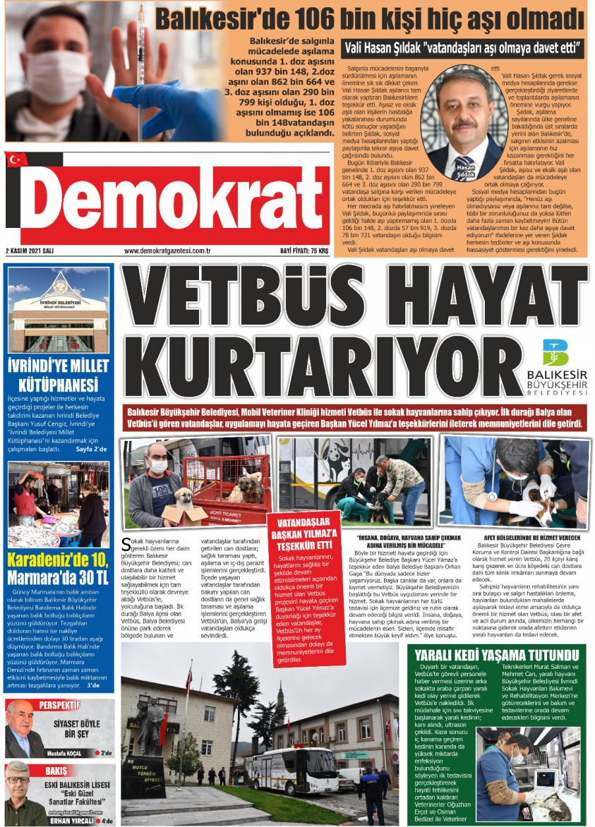 Demokrat Gazetesi 1. Sayfa