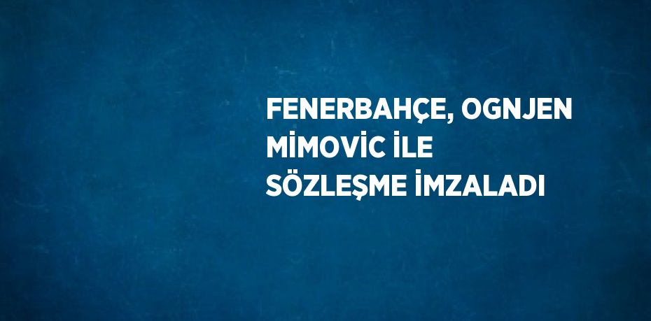 FENERBAHÇE, OGNJEN MİMOVİC İLE SÖZLEŞME İMZALADI