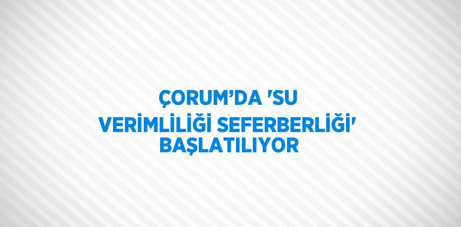 ÇORUM’DA 'SU VERİMLİLİĞİ SEFERBERLİĞİ' BAŞLATILIYOR