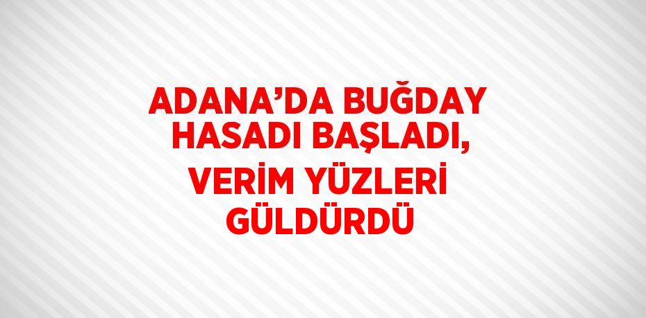 ADANA’DA BUĞDAY HASADI BAŞLADI, VERİM YÜZLERİ GÜLDÜRDÜ