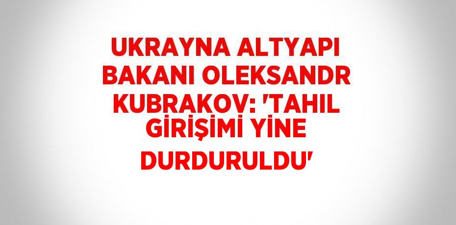 UKRAYNA ALTYAPI BAKANI OLEKSANDR KUBRAKOV: 'TAHIL GİRİŞİMİ YİNE DURDURULDU'