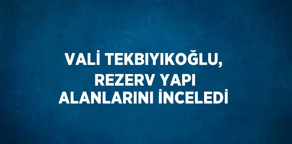 VALİ TEKBIYIKOĞLU, REZERV YAPI ALANLARINI İNCELEDİ