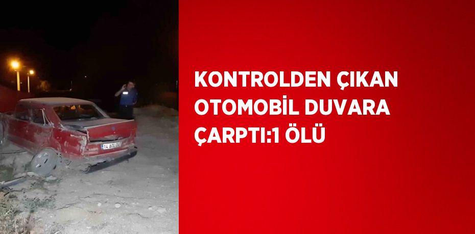 KONTROLDEN ÇIKAN OTOMOBİL DUVARA ÇARPTI:1 ÖLÜ