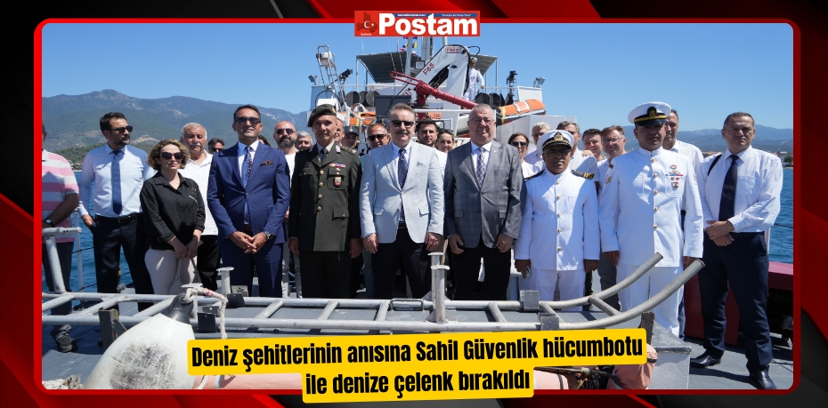 Deniz şehitlerinin anısına Sahil Güvenlik hücumbotu ile denize çelenk bırakıldı