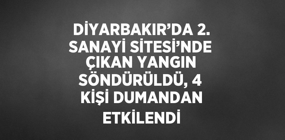 DİYARBAKIR’DA 2. SANAYİ SİTESİ’NDE ÇIKAN YANGIN SÖNDÜRÜLDÜ, 4 KİŞİ DUMANDAN ETKİLENDİ