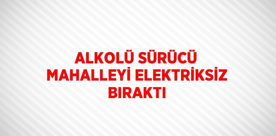 ALKOLÜ SÜRÜCÜ MAHALLEYİ ELEKTRİKSİZ BIRAKTI