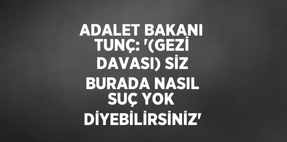 ADALET BAKANI TUNÇ: '(GEZİ DAVASI) SİZ BURADA NASIL SUÇ YOK DİYEBİLİRSİNİZ'