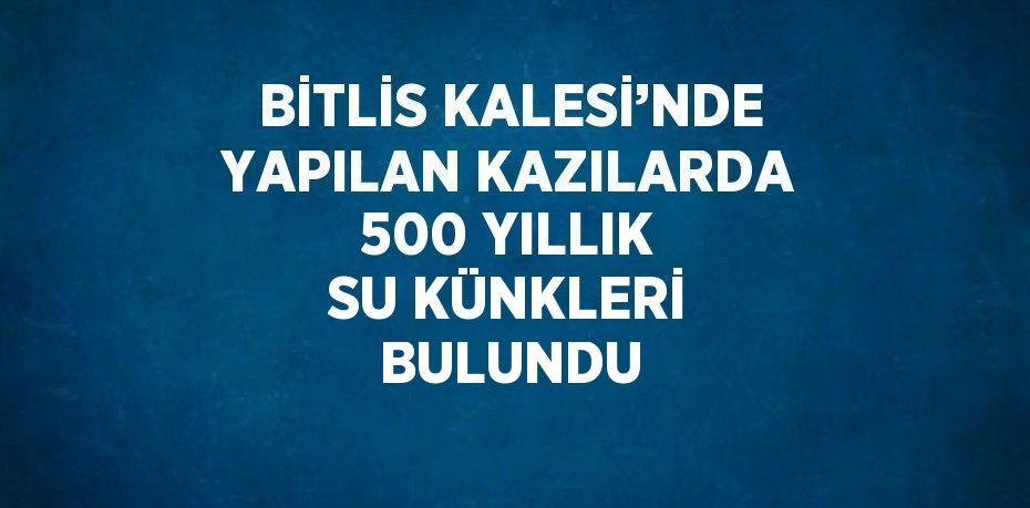 BİTLİS KALESİ’NDE YAPILAN KAZILARDA 500 YILLIK SU KÜNKLERİ BULUNDU