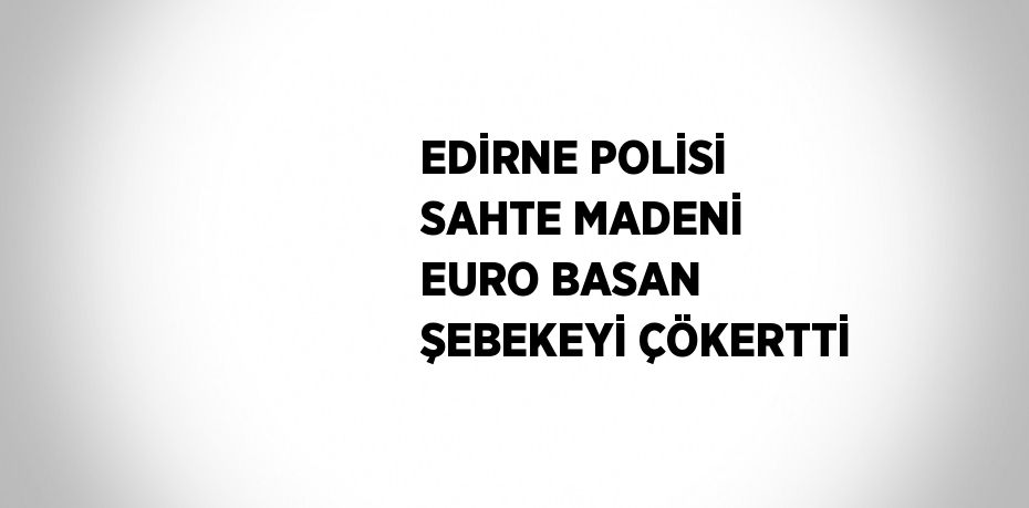 EDİRNE POLİSİ SAHTE MADENİ EURO BASAN ŞEBEKEYİ ÇÖKERTTİ