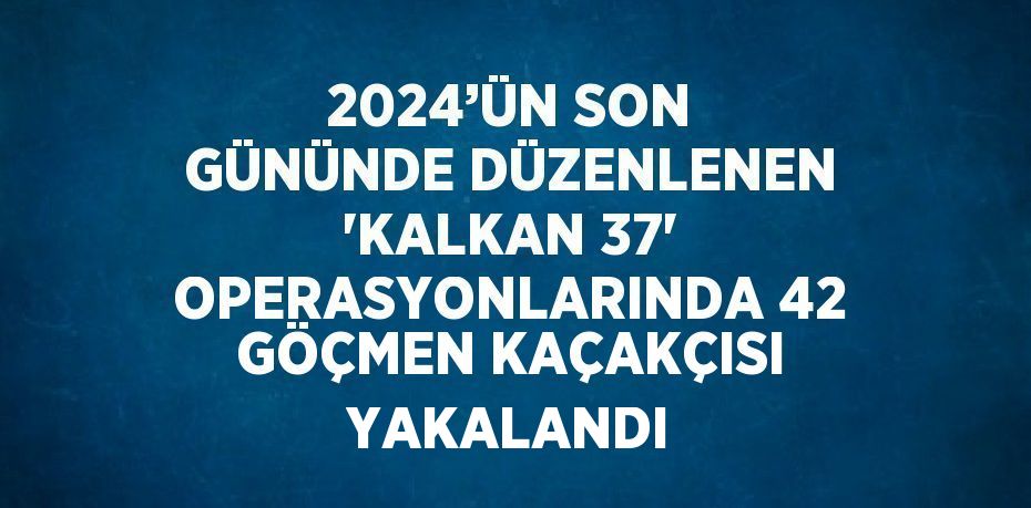 2024’ÜN SON GÜNÜNDE DÜZENLENEN 'KALKAN 37' OPERASYONLARINDA 42 GÖÇMEN KAÇAKÇISI YAKALANDI