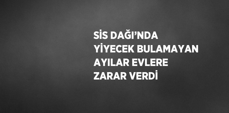 SİS DAĞI’NDA YİYECEK BULAMAYAN AYILAR EVLERE ZARAR VERDİ