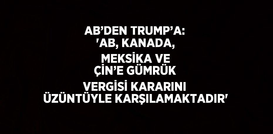 AB’DEN TRUMP’A: 'AB, KANADA, MEKSİKA VE ÇİN’E GÜMRÜK VERGİSİ KARARINI ÜZÜNTÜYLE KARŞILAMAKTADIR'