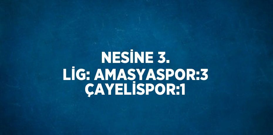 NESİNE 3. LİG: AMASYASPOR:3 ÇAYELİSPOR:1