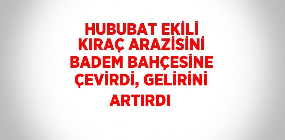 HUBUBAT EKİLİ KIRAÇ ARAZİSİNİ BADEM BAHÇESİNE ÇEVİRDİ, GELİRİNİ ARTIRDI