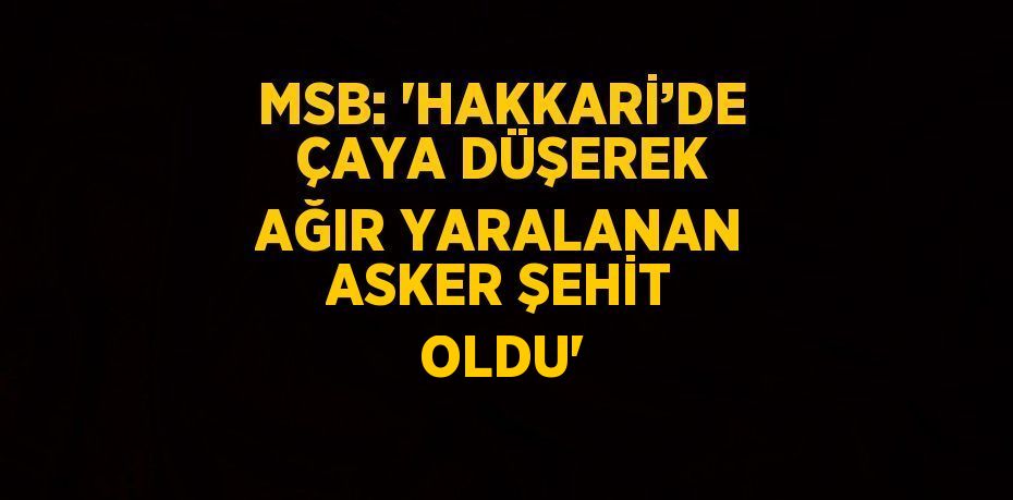 MSB: 'HAKKARİ’DE ÇAYA DÜŞEREK AĞIR YARALANAN ASKER ŞEHİT OLDU'