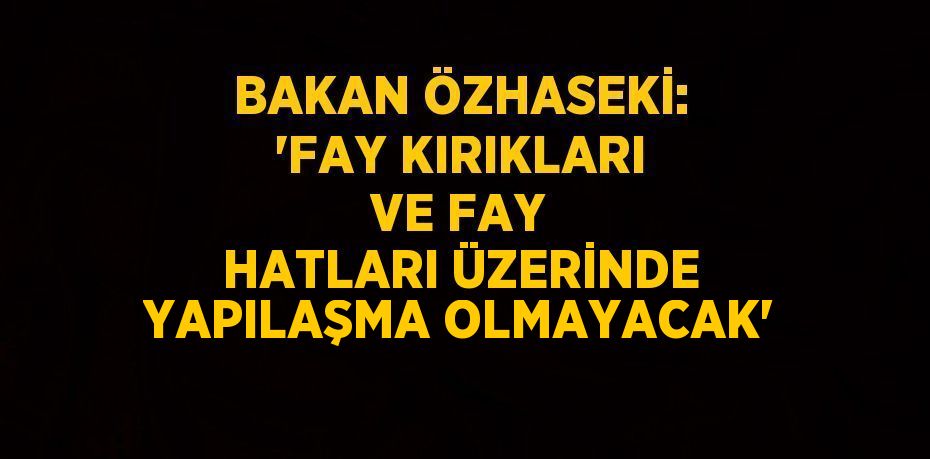 BAKAN ÖZHASEKİ: 'FAY KIRIKLARI VE FAY HATLARI ÜZERİNDE YAPILAŞMA OLMAYACAK'