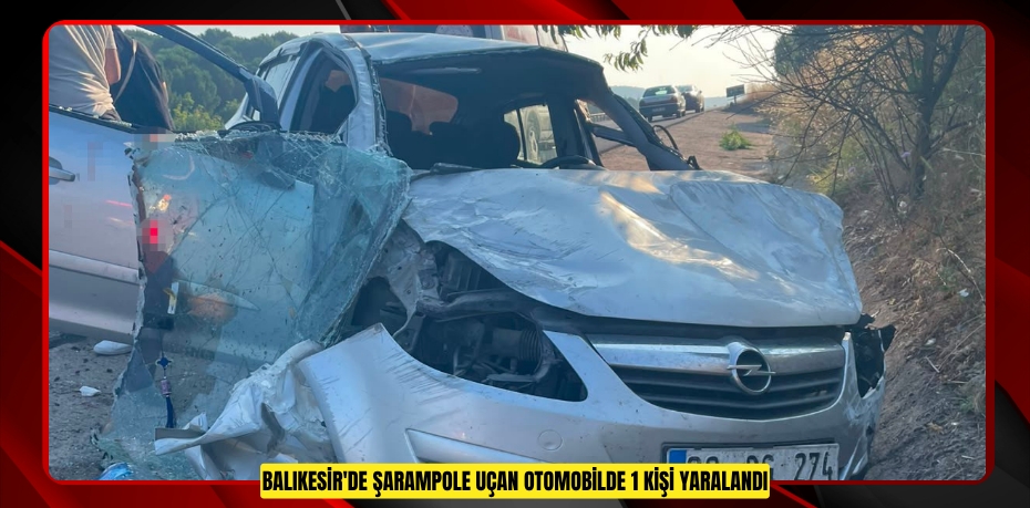 Balıkesir'de şarampole uçan otomobilde 1 kişi yaralandı
