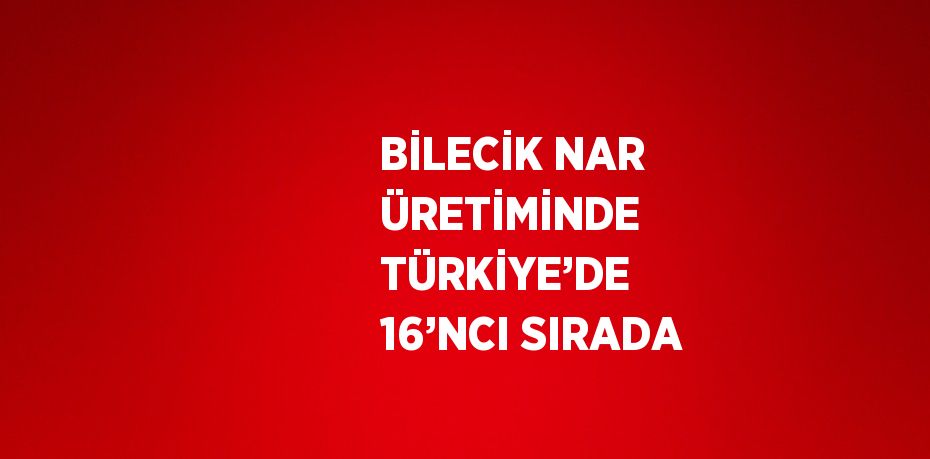 BİLECİK NAR ÜRETİMİNDE TÜRKİYE’DE 16’NCI SIRADA