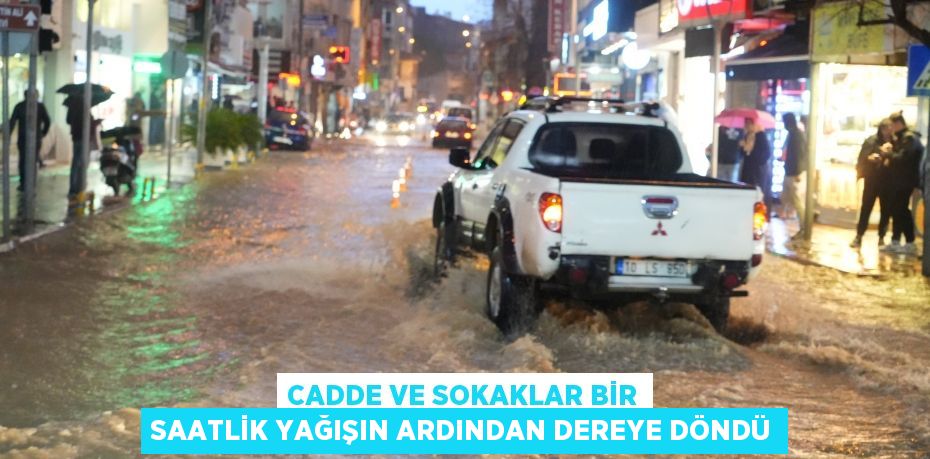 Cadde ve sokaklar bir saatlik yağışın ardından dereye döndü