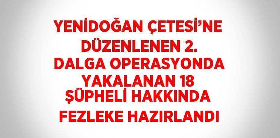 YENİDOĞAN ÇETESİ’NE DÜZENLENEN 2. DALGA OPERASYONDA YAKALANAN 18 ŞÜPHELİ HAKKINDA FEZLEKE HAZIRLANDI