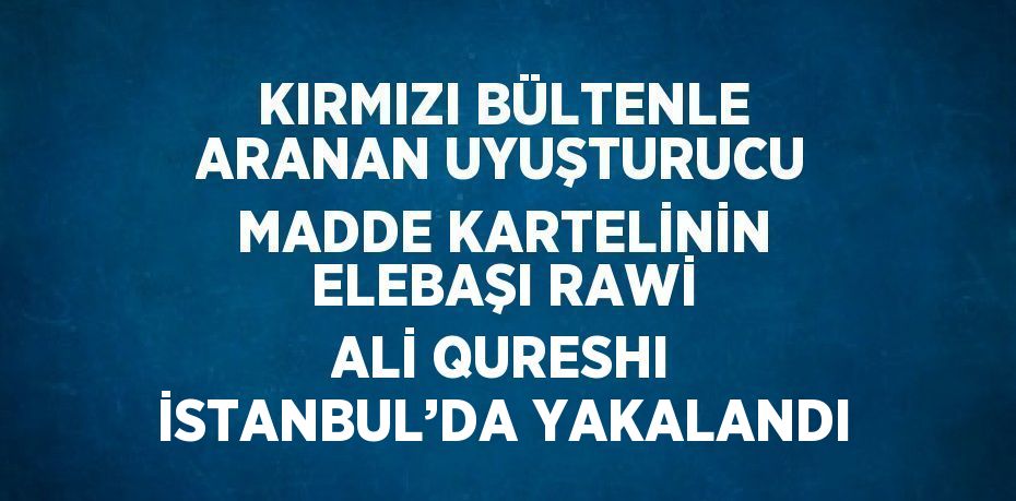 KIRMIZI BÜLTENLE ARANAN UYUŞTURUCU MADDE KARTELİNİN ELEBAŞI RAWİ ALİ QURESHI İSTANBUL’DA YAKALANDI