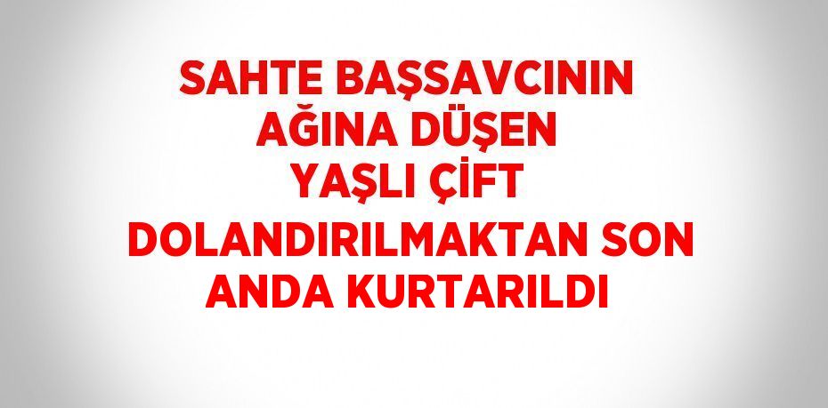 SAHTE BAŞSAVCININ AĞINA DÜŞEN YAŞLI ÇİFT DOLANDIRILMAKTAN SON ANDA KURTARILDI