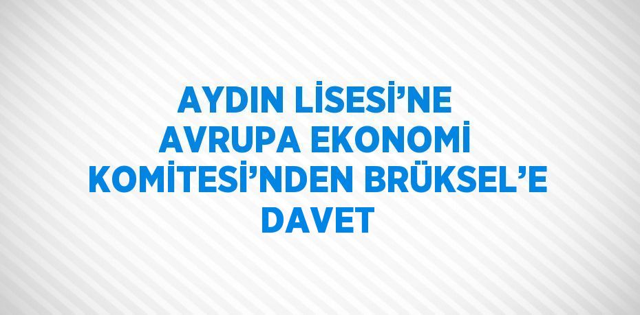 AYDIN LİSESİ’NE AVRUPA EKONOMİ KOMİTESİ’NDEN BRÜKSEL’E DAVET