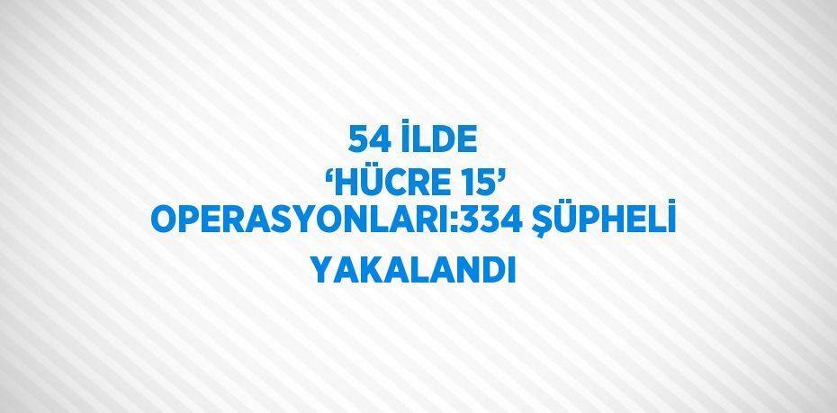 54 İLDE ‘HÜCRE 15’ OPERASYONLARI:334 ŞÜPHELİ YAKALANDI