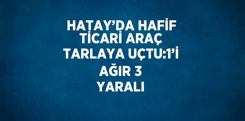 HATAY’DA HAFİF TİCARİ ARAÇ TARLAYA UÇTU:1’İ AĞIR 3 YARALI