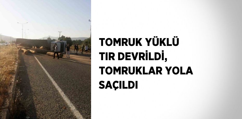 TOMRUK YÜKLÜ TIR DEVRİLDİ, TOMRUKLAR YOLA SAÇILDI