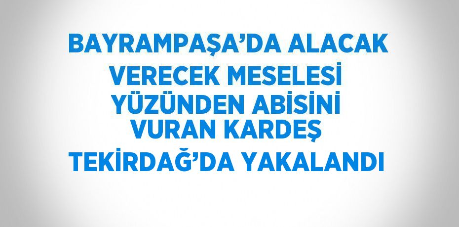 BAYRAMPAŞA’DA ALACAK VERECEK MESELESİ YÜZÜNDEN ABİSİNİ VURAN KARDEŞ TEKİRDAĞ’DA YAKALANDI