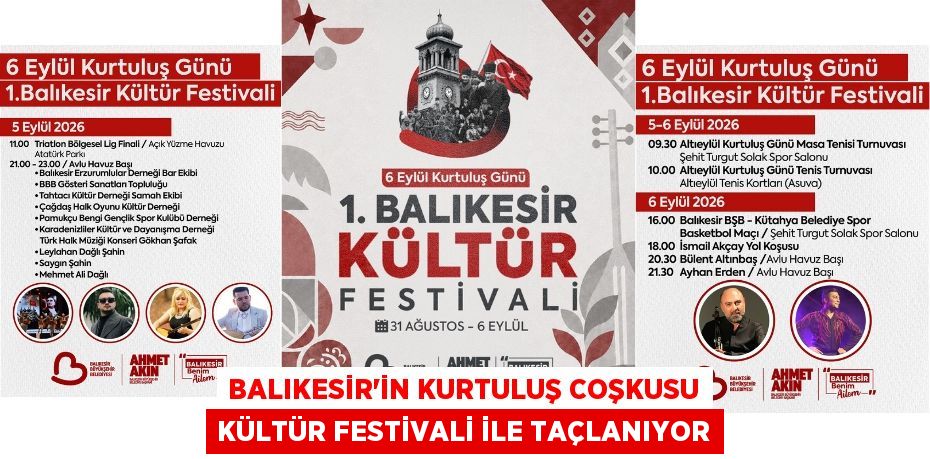Balıkesir’in Kurtuluş Coşkusu Kültür Festivali İle Taçlanıyor