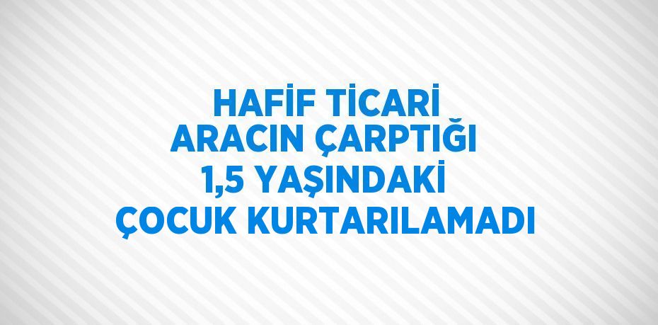 HAFİF TİCARİ ARACIN ÇARPTIĞI 1,5 YAŞINDAKİ ÇOCUK KURTARILAMADI