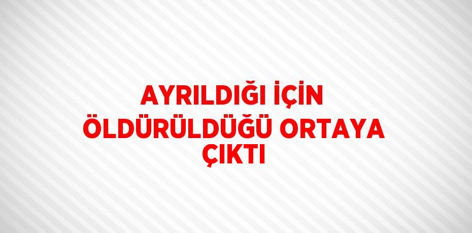 AYRILDIĞI İÇİN ÖLDÜRÜLDÜĞÜ ORTAYA ÇIKTI