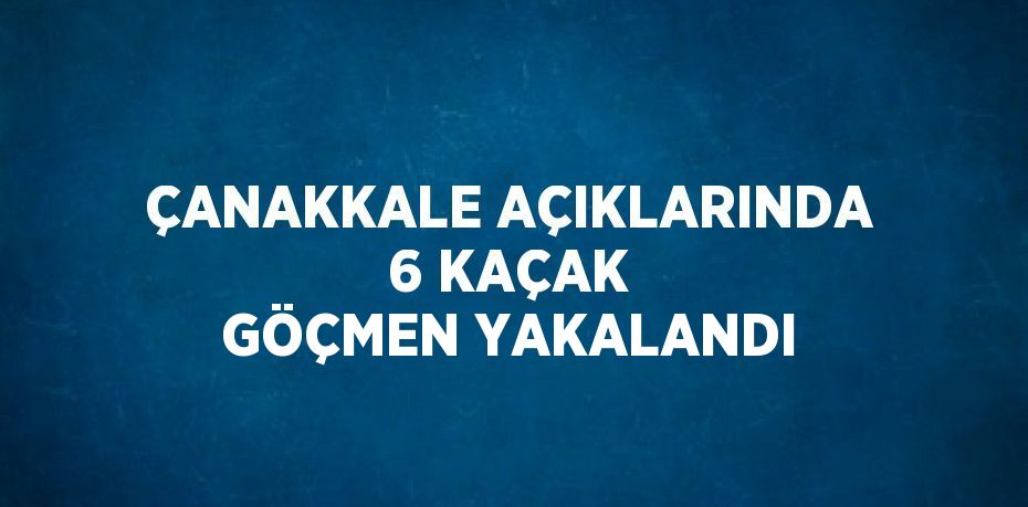 ÇANAKKALE AÇIKLARINDA 6 KAÇAK GÖÇMEN YAKALANDI