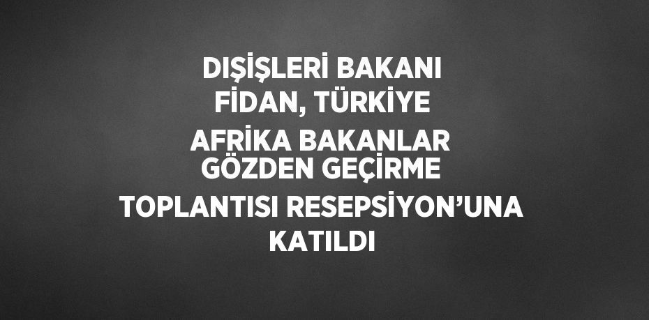 DIŞİŞLERİ BAKANI FİDAN, TÜRKİYE AFRİKA BAKANLAR GÖZDEN GEÇİRME TOPLANTISI RESEPSİYON’UNA KATILDI