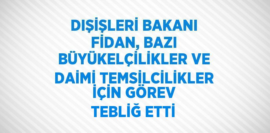 DIŞİŞLERİ BAKANI FİDAN, BAZI BÜYÜKELÇİLİKLER VE DAİMİ TEMSİLCİLİKLER İÇİN GÖREV TEBLİĞ ETTİ