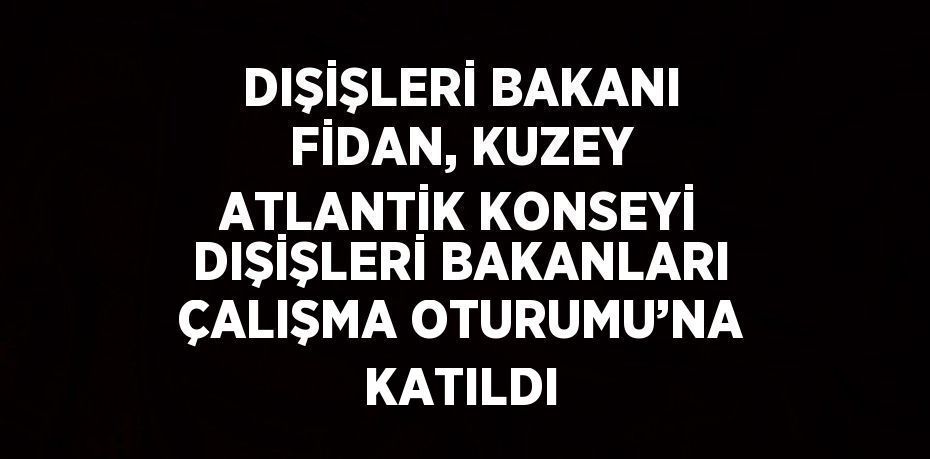 DIŞİŞLERİ BAKANI FİDAN, KUZEY ATLANTİK KONSEYİ DIŞİŞLERİ BAKANLARI ÇALIŞMA OTURUMU’NA KATILDI