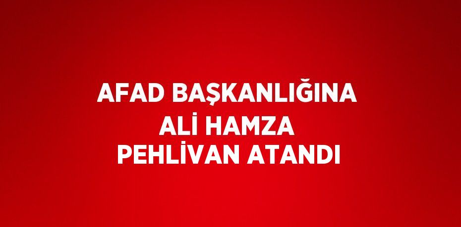 AFAD BAŞKANLIĞINA ALİ HAMZA PEHLİVAN ATANDI