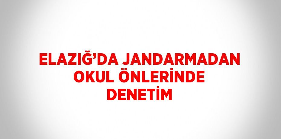 ELAZIĞ’DA JANDARMADAN OKUL ÖNLERİNDE DENETİM