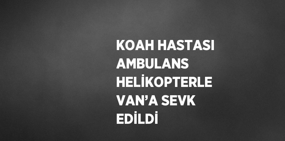 KOAH HASTASI AMBULANS HELİKOPTERLE VAN’A SEVK EDİLDİ