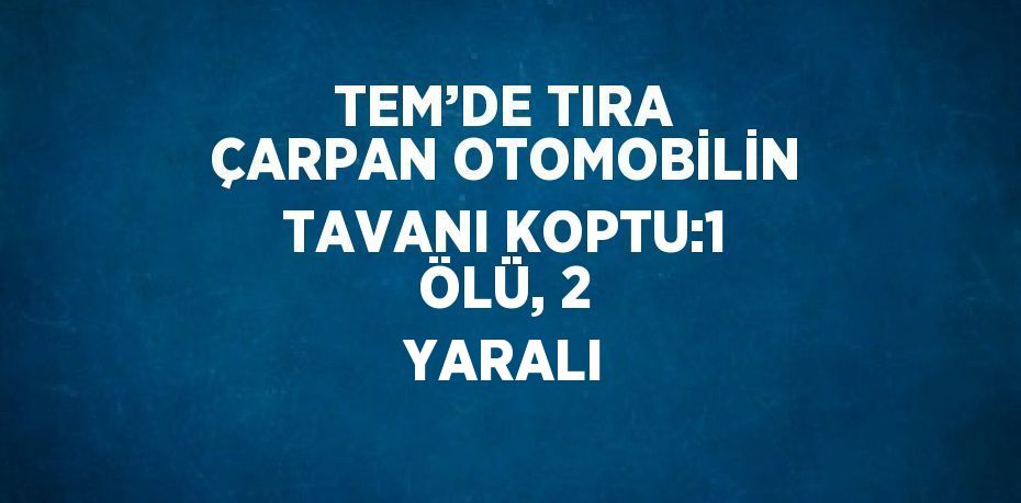 TEM’DE TIRA ÇARPAN OTOMOBİLİN TAVANI KOPTU:1 ÖLÜ, 2 YARALI