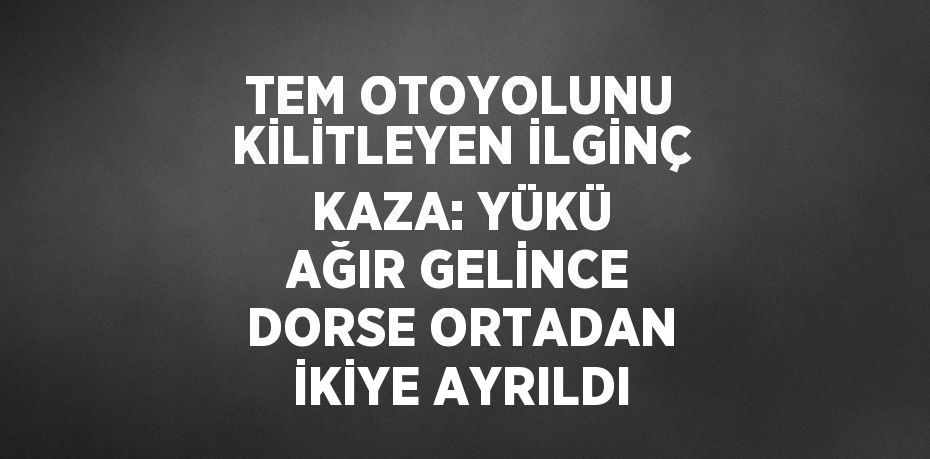 TEM OTOYOLUNU KİLİTLEYEN İLGİNÇ KAZA: YÜKÜ AĞIR GELİNCE DORSE ORTADAN İKİYE AYRILDI