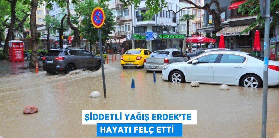 Şiddetli yağış Erdek'te hayatı felç etti  