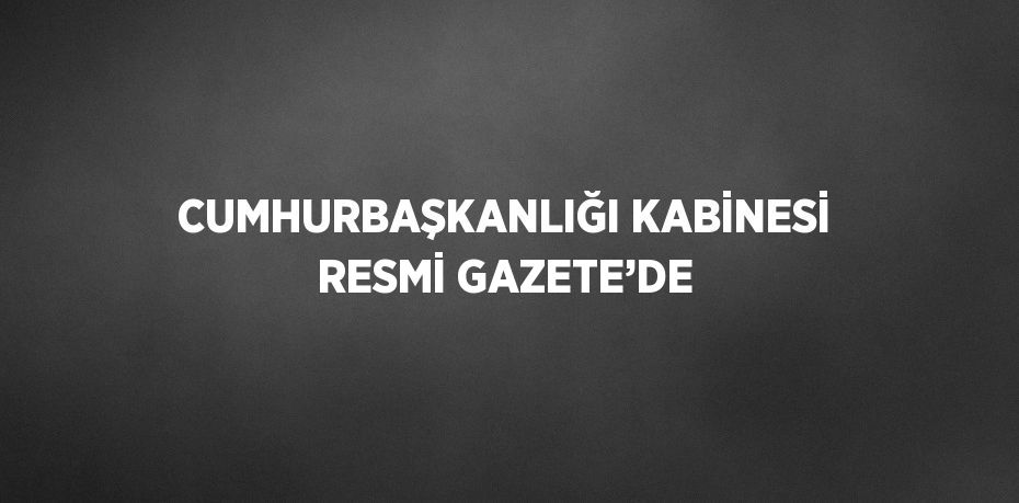 CUMHURBAŞKANLIĞI KABİNESİ RESMİ GAZETE’DE