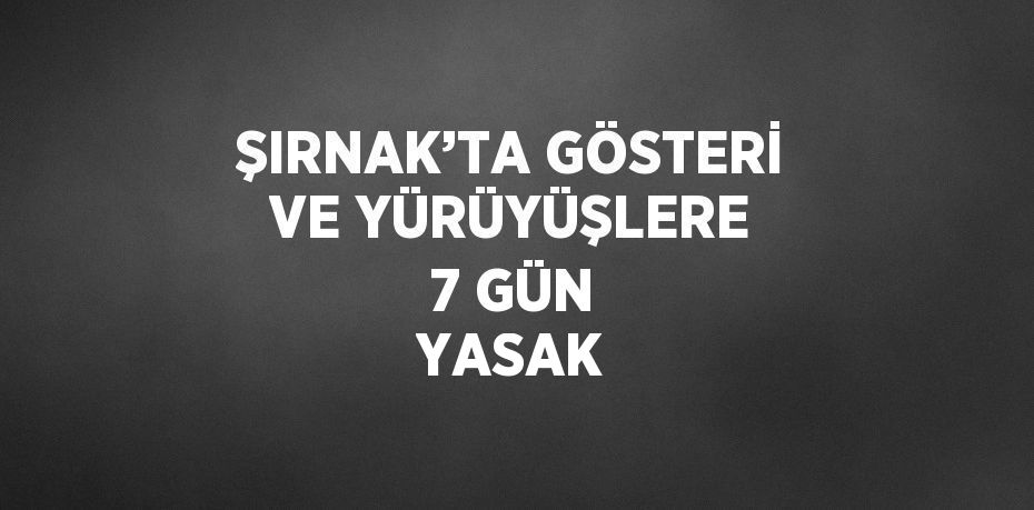 ŞIRNAK’TA GÖSTERİ VE YÜRÜYÜŞLERE 7 GÜN YASAK