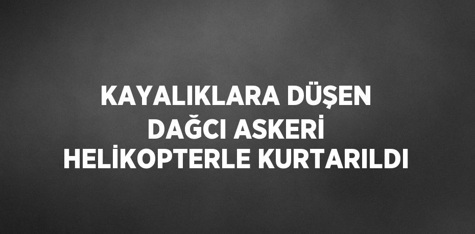 KAYALIKLARA DÜŞEN DAĞCI ASKERİ HELİKOPTERLE KURTARILDI