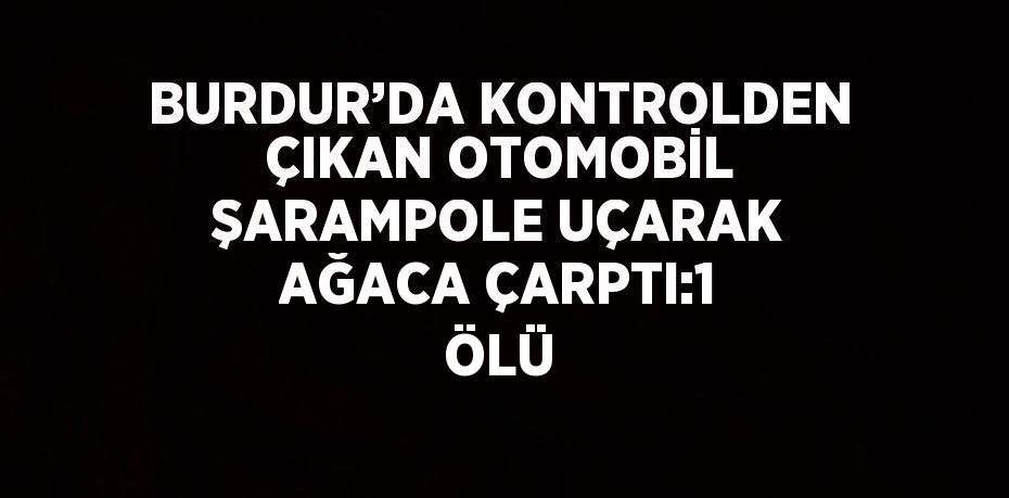 BURDUR’DA KONTROLDEN ÇIKAN OTOMOBİL ŞARAMPOLE UÇARAK AĞACA ÇARPTI:1 ÖLÜ