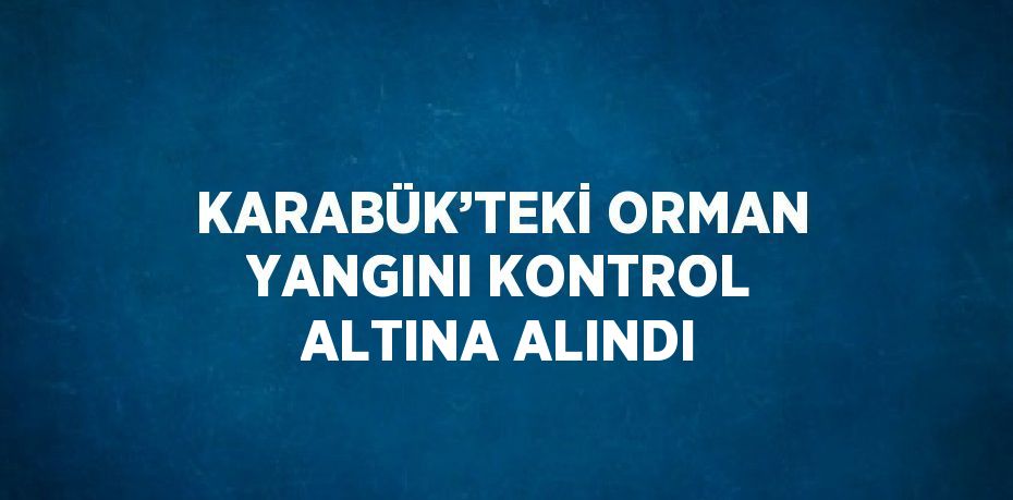 KARABÜK’TEKİ ORMAN YANGINI KONTROL ALTINA ALINDI