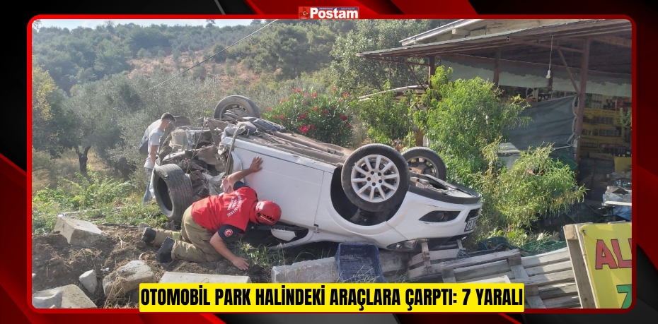 Otomobil park halindeki araçlara çarptı: 7 yaralı